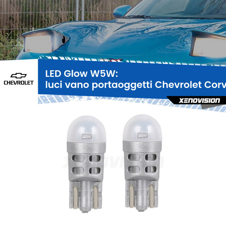 Luci Vano Portaoggetti LED Chevrolet Corvette C5 1997 - 2004: W5W Glow a Luce Calda <strong>Luci Vano Portaoggetti LED luce calda per Chevrolet Corvette</strong> C5 1997 - 2004. Coppia lampade <strong>W5W</strong> modello Glow di Xenovision.