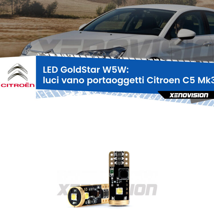 <strong>Luci Vano Portaoggetti LED Citroen C5</strong> Mk3 2008 - 2014: ottima luminosità a 360 gradi. Si inseriscono ovunque. Canbus, Top Quality.