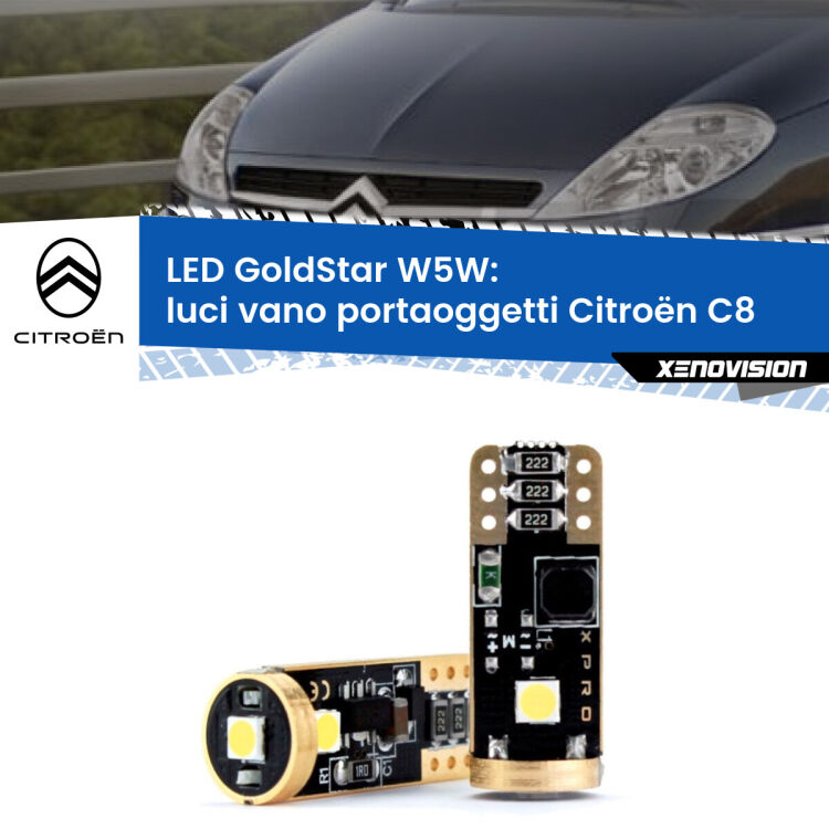 0 Luci Vano Portaoggetti LED Citroën C8  2002 - 2010: T10 GoldStar <strong>Luci Vano Portaoggetti LED Citroën C8</strong>  2002 - 2010: ottima luminosità a 360 gradi. Si inseriscono ovunque. Canbus, Top Quality.