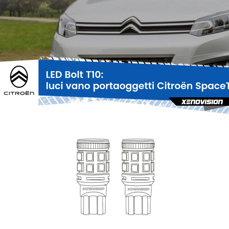0 Luci Vano Portaoggetti LED Citroën SpaceTourer 2016 in poi: T10 Bolt <strong>Luci Vano Portaoggetti LED per Citroën SpaceTourer</strong> 2016 in poi. Coppia lampade <strong>T10</strong> modello Bolt canbus.