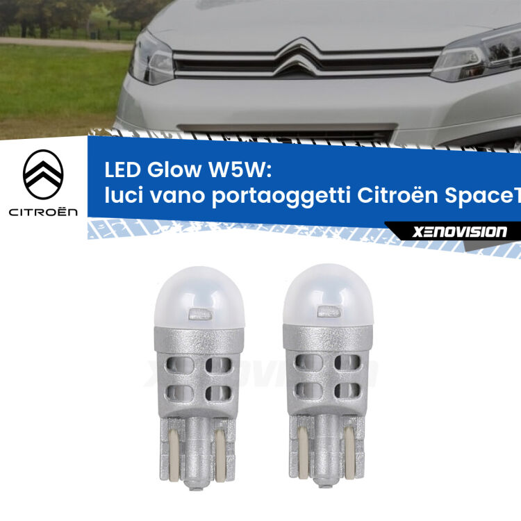 Luci Vano Portaoggetti LED Citroën SpaceTourer 2016 in poi: W5W Glow a Luce Calda <strong>Luci Vano Portaoggetti LED luce calda per Citroën SpaceTourer</strong> 2016 in poi. Coppia lampade <strong>W5W</strong> modello Glow di Xenovision.