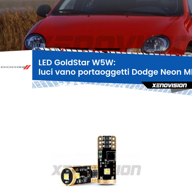 <strong>Luci Vano Portaoggetti LED Dodge Neon</strong> Mk2 1999 - 2005: ottima luminosità a 360 gradi. Si inseriscono ovunque. Canbus, Top Quality.