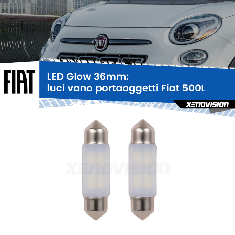 Luci Vano Portaoggetti LED Fiat 500L  2012 - 2018: C5W Glow a Luce Calda (Coppia) <strong>Luci Vano Portaoggetti LED luce calda per Fiat 500L</strong>  2012 - 2018. Coppia lampade <strong>C5W</strong> 36mm modello Glow di Xenovision.
