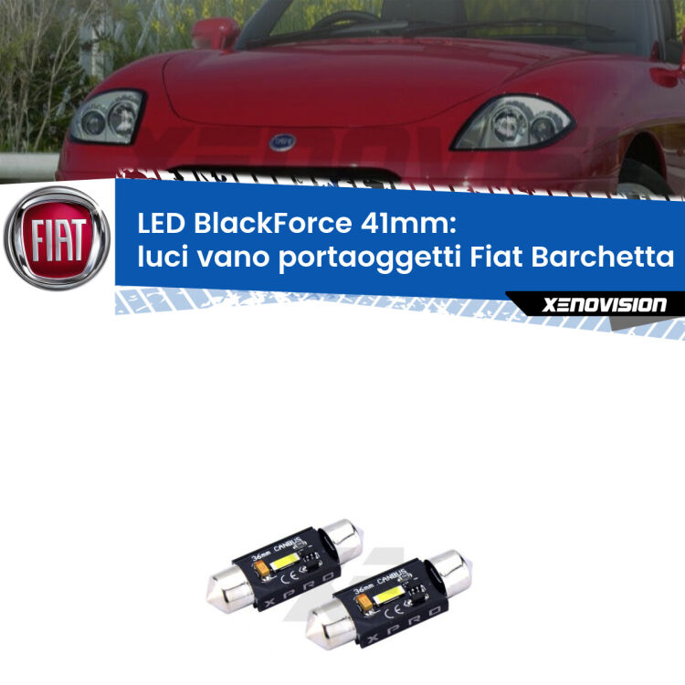 <strong>LED luci vano portaoggetti 41mm per Fiat Barchetta</strong>  1995 - 2005. Coppia lampadine <strong>C5W</strong>modello BlackForce Xenovision.