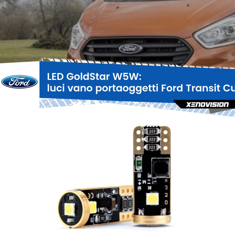 Luci Vano Portaoggetti LED Ford Transit Custom  2012 - 2022: T10 GoldStar <strong>Luci Vano Portaoggetti LED Ford Transit Custom</strong>  2012 - 2022: ottima luminosità a 360 gradi. Si inseriscono ovunque. Canbus, Top Quality.