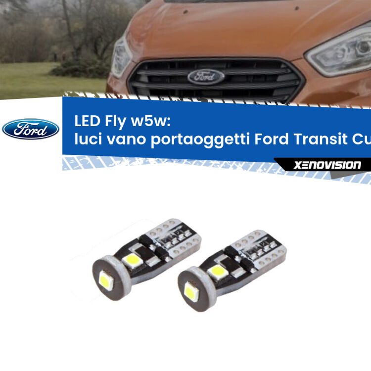 0 Luci Vano Portaoggetti LED Ford Transit Custom 2012 - 2022: W5W Fly <strong>luci vano portaoggetti LED per Ford Transit Custom</strong> 2012 - 2022. Coppia lampadine <strong>w5w</strong> Canbus compatte modello Fly Xenovision.