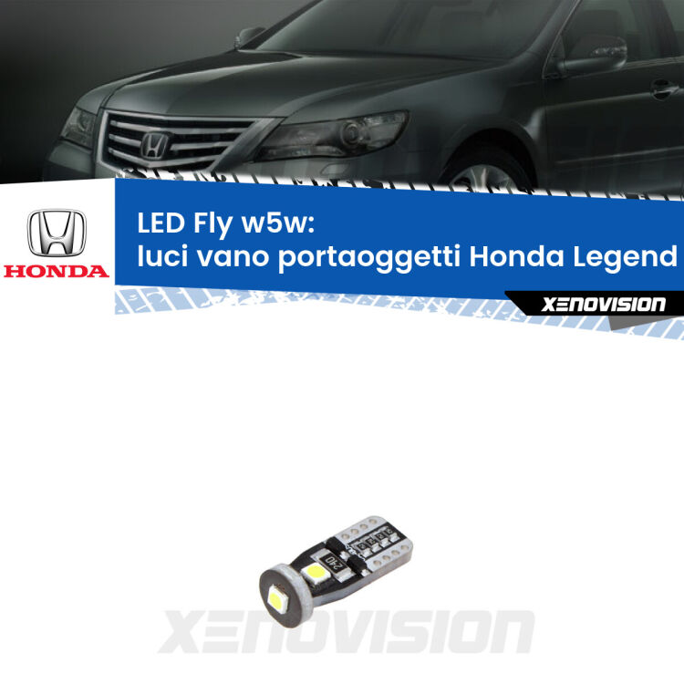 <strong>luci vano portaoggetti LED per Honda Legend</strong> Mk3 1996 - 2004. Coppia lampadine <strong>w5w</strong> Canbus compatte modello Fly Xenovision.