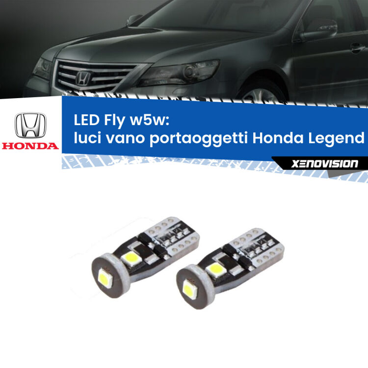 0 Luci Vano Portaoggetti LED Honda Legend Mk3 1996 - 2004: W5W Fly <strong>luci vano portaoggetti LED per Honda Legend</strong> Mk3 1996 - 2004. Coppia lampadine <strong>w5w</strong> Canbus compatte modello Fly Xenovision.