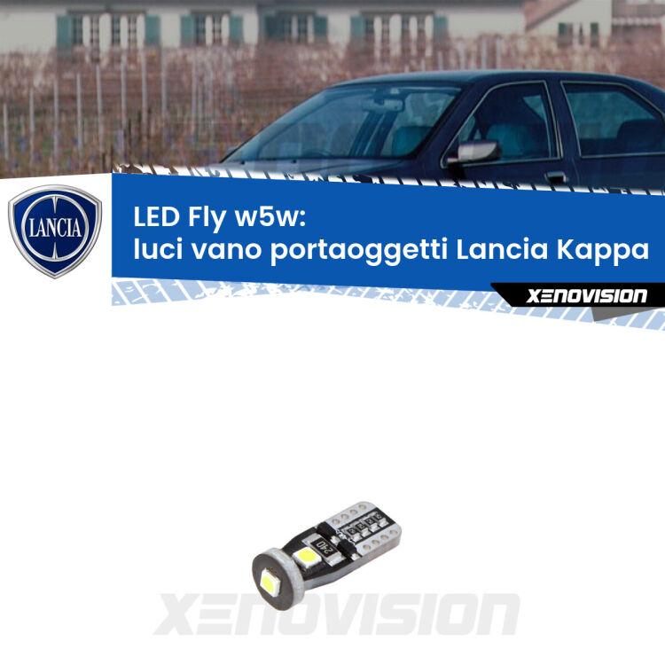 <strong>luci vano portaoggetti LED per Lancia Kappa</strong>  1994 - 2001. Coppia lampadine <strong>w5w</strong> Canbus compatte modello Fly Xenovision.