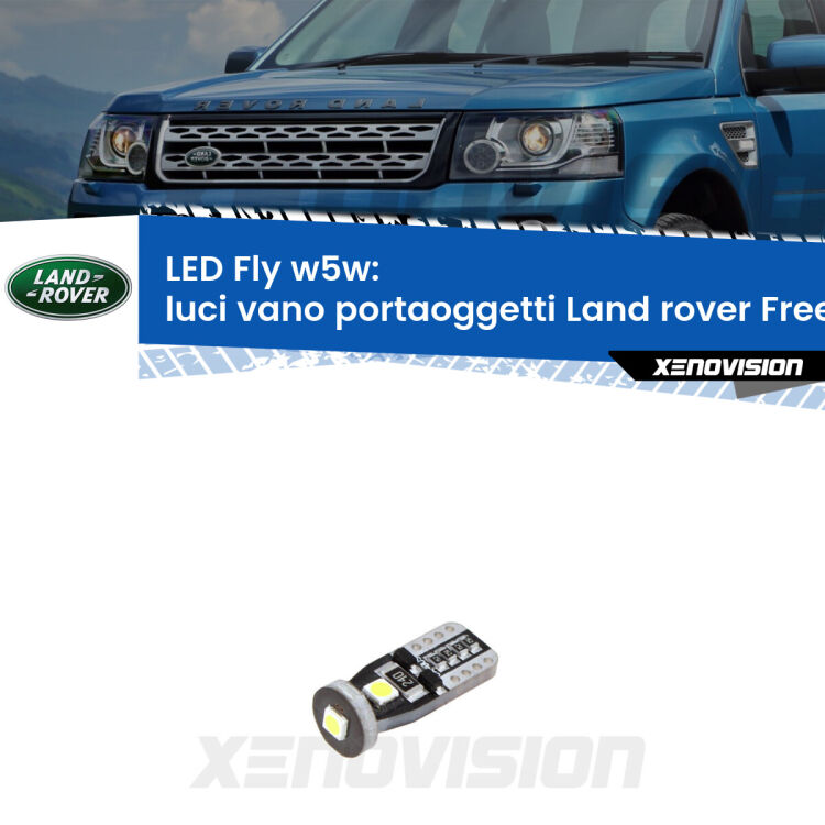 <strong>luci vano portaoggetti LED per Land rover Freelander 2</strong> L359 2006 - 2014. Coppia lampadine <strong>w5w</strong> Canbus compatte modello Fly Xenovision.