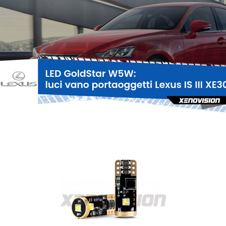 <strong>Luci Vano Portaoggetti LED Lexus IS III</strong> XE30 2013 - 2015: ottima luminosità a 360 gradi. Si inseriscono ovunque. Canbus, Top Quality.