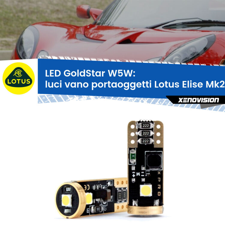 0 Luci Vano Portaoggetti LED Lotus Elise Mk2 2000 - 2009: T10 GoldStar <strong>Luci Vano Portaoggetti LED Lotus Elise</strong> Mk2 2000 - 2009: ottima luminosità a 360 gradi. Si inseriscono ovunque. Canbus, Top Quality.