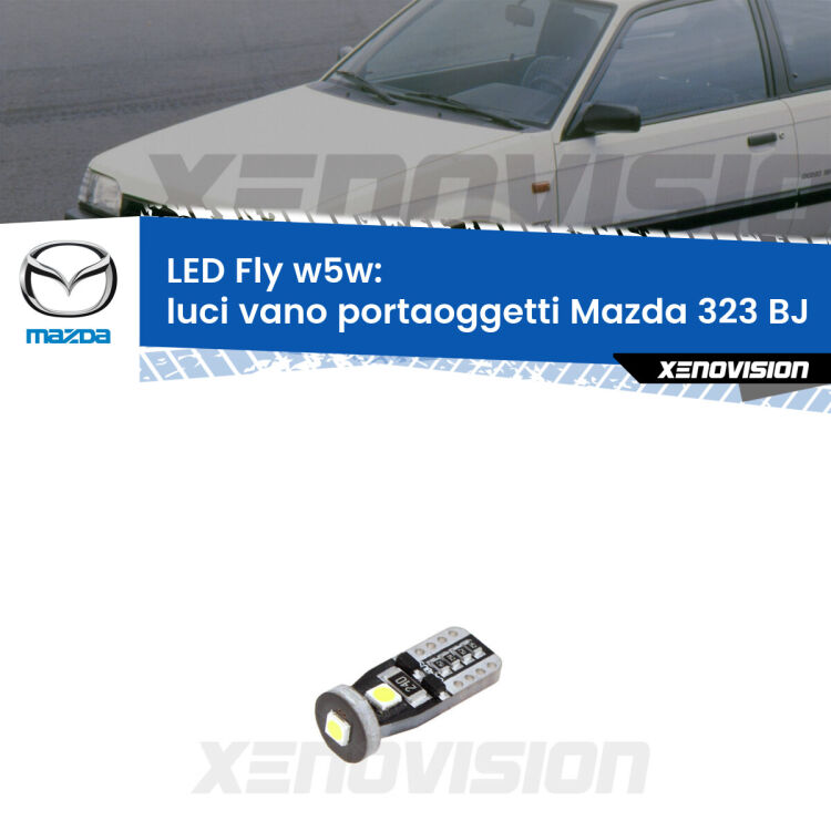 <strong>luci vano portaoggetti LED per Mazda 323</strong> BJ 1998 - 2004. Coppia lampadine <strong>w5w</strong> Canbus compatte modello Fly Xenovision.