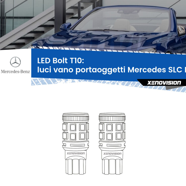 Luci Vano Portaoggetti LED Mercedes SLC R172 2016 - 2017: T10 Bolt <strong>Luci Vano Portaoggetti LED per Mercedes SLC</strong> R172 2016 - 2017. Coppia lampade <strong>T10</strong> modello Bolt canbus.