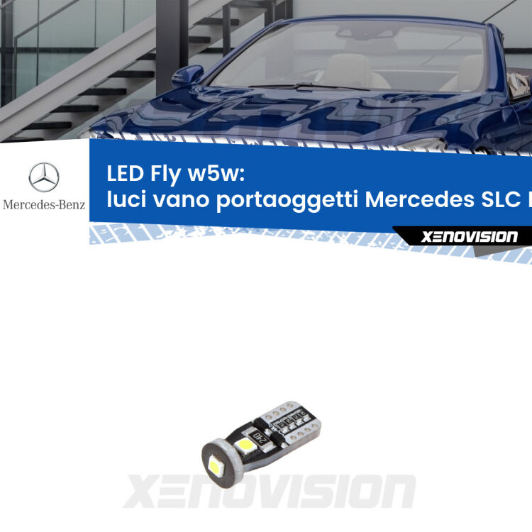 <strong>luci vano portaoggetti LED per Mercedes SLC</strong> R172 2016 - 2017. Coppia lampadine <strong>w5w</strong> Canbus compatte modello Fly Xenovision.