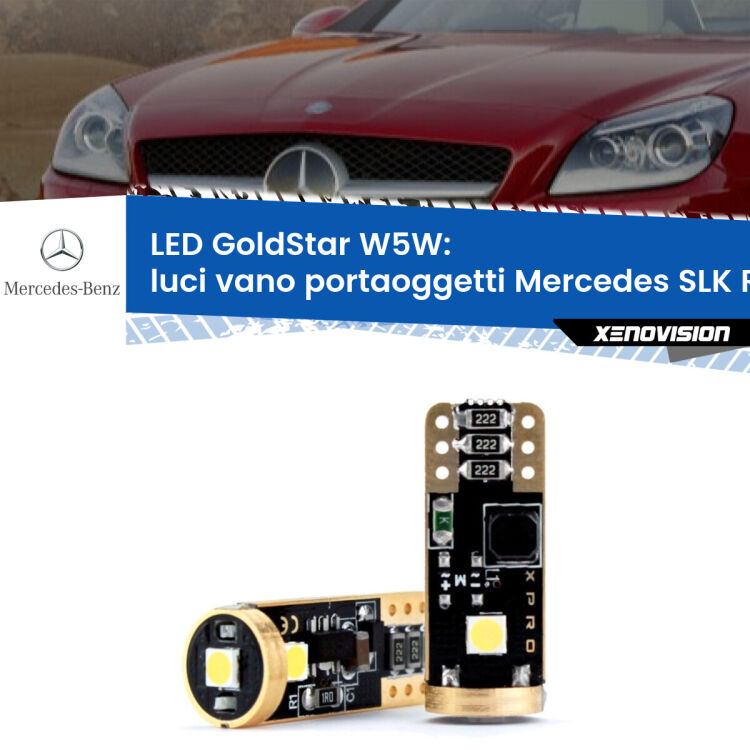 Luci Vano Portaoggetti LED Mercedes SLK R172 2011 in poi: T10 GoldStar <strong>Luci Vano Portaoggetti LED Mercedes SLK</strong> R172 2011 in poi: ottima luminosità a 360 gradi. Si inseriscono ovunque. Canbus, Top Quality.