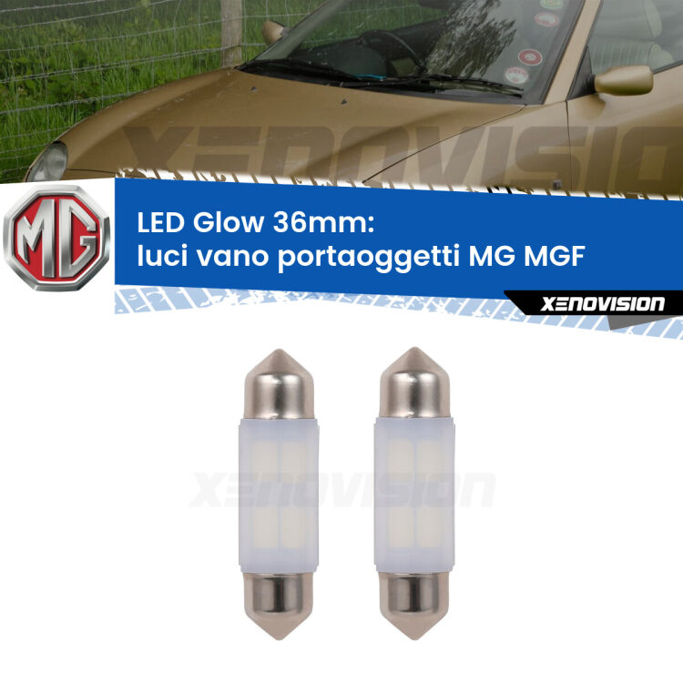 Luci Vano Portaoggetti LED MG MGF  1995 - 2002: C5W Glow a Luce Calda (Coppia) <strong>Luci Vano Portaoggetti LED luce calda per MG MGF</strong>  1995 - 2002. Coppia lampade <strong>C5W</strong> 36mm modello Glow di Xenovision.
