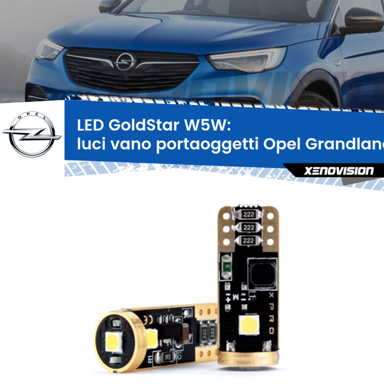 Luci Vano Portaoggetti LED Opel Grandland  2017 in poi: T10 GoldStar <strong>Luci Vano Portaoggetti LED Opel Grandland</strong>  2017 in poi: ottima luminosità a 360 gradi. Si inseriscono ovunque. Canbus, Top Quality.