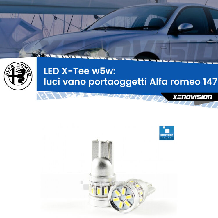 <strong>LED luci vano portaoggetti per Alfa romeo 147</strong>  2000 - 2010. Lampade <strong>W5W</strong> modello X-Tee Xenovision top di gamma.