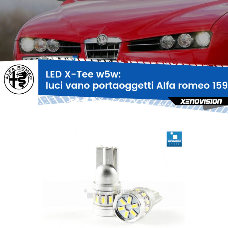 <strong>LED luci vano portaoggetti per Alfa romeo 159</strong>  2005 - 2012. Lampade <strong>W5W</strong> modello X-Tee Xenovision top di gamma.