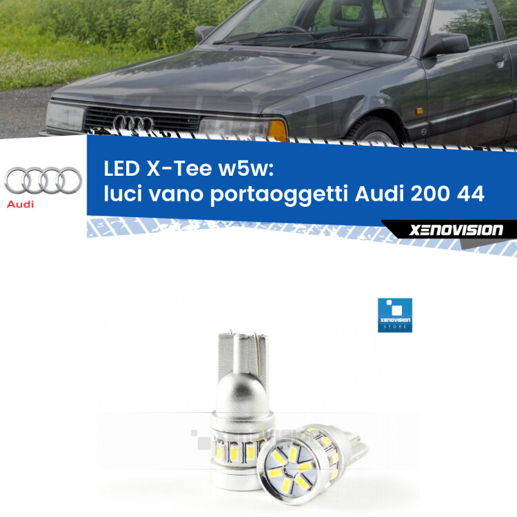 <strong>LED luci vano portaoggetti per Audi 200</strong> 44 1983 - 1987. Lampade <strong>W5W</strong> modello X-Tee Xenovision top di gamma.