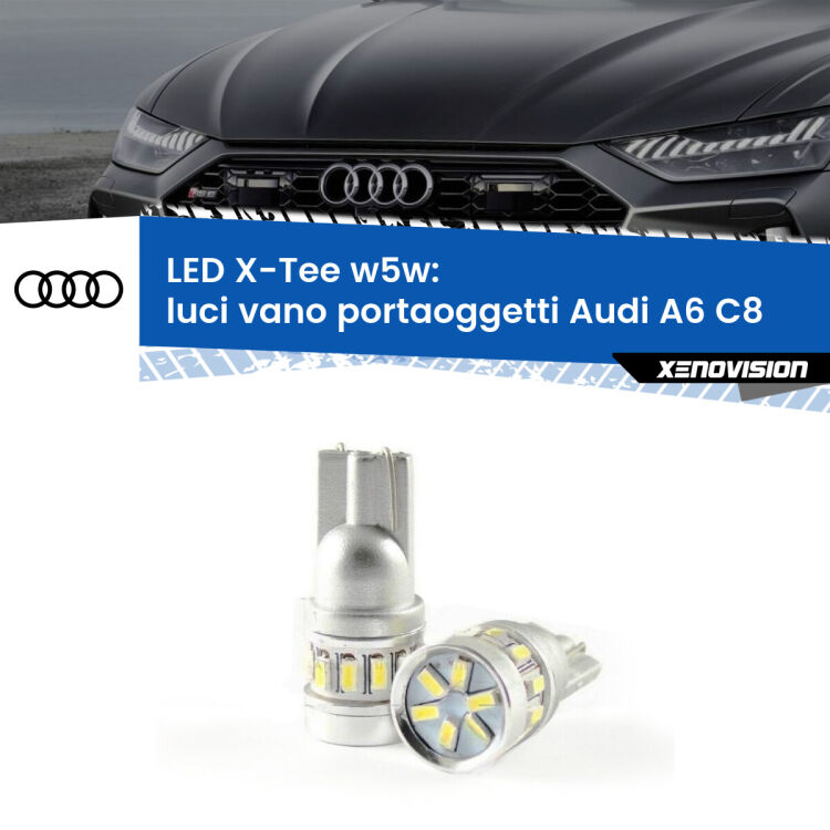 0 Luci Vano Portaoggetti LED per Audi A6 C8 2018 in poi: W5W X-Tee <strong>LED luci vano portaoggetti per Audi A6</strong> C8 2018 in poi. Lampade <strong>W5W</strong> modello X-Tee Xenovision top di gamma.
