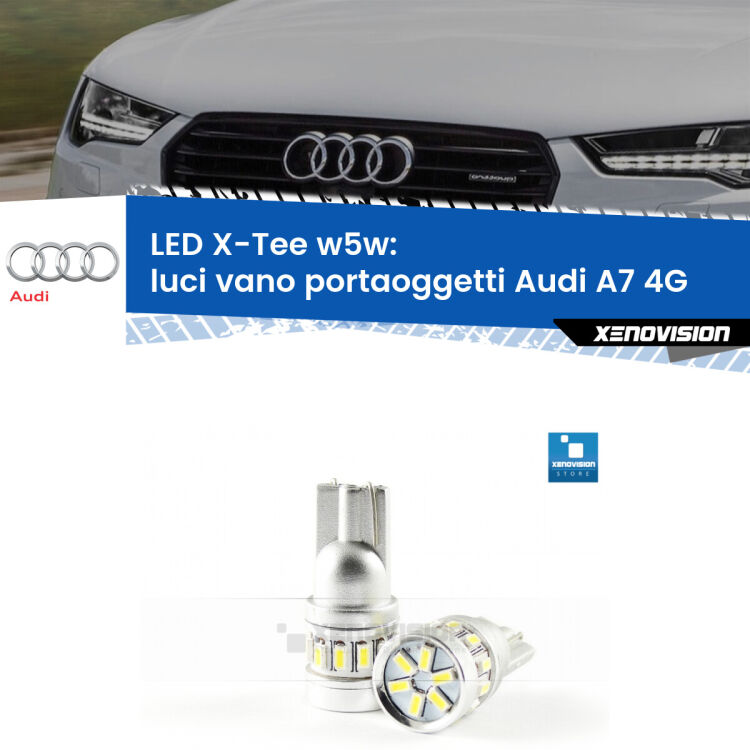 <strong>LED luci vano portaoggetti per Audi A7</strong> 4G 2010 - 2018. Lampade <strong>W5W</strong> modello X-Tee Xenovision top di gamma.