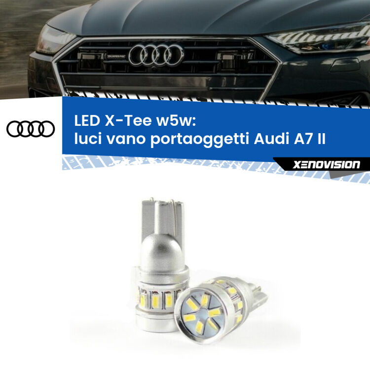 0 Luci Vano Portaoggetti LED per Audi A7 II 2019 in poi: W5W X-Tee <strong>LED luci vano portaoggetti per Audi A7</strong> II 2019 in poi. Lampade <strong>W5W</strong> modello X-Tee Xenovision top di gamma.