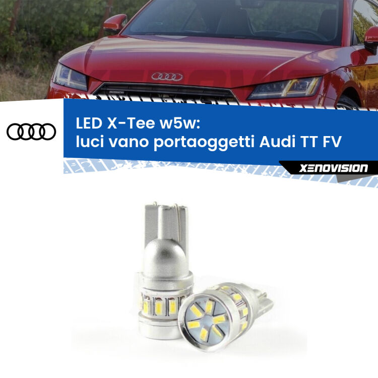 0 Luci Vano Portaoggetti LED per Audi TT FV 2014 - 2018: W5W X-Tee <strong>LED luci vano portaoggetti per Audi TT</strong> FV 2014 - 2018. Lampade <strong>W5W</strong> modello X-Tee Xenovision top di gamma.