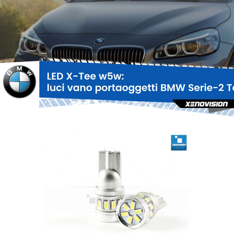 <strong>LED luci vano portaoggetti per BMW Serie-2 Tourer</strong> F45, F46 2014 - 2018. Lampade <strong>W5W</strong> modello X-Tee Xenovision top di gamma.