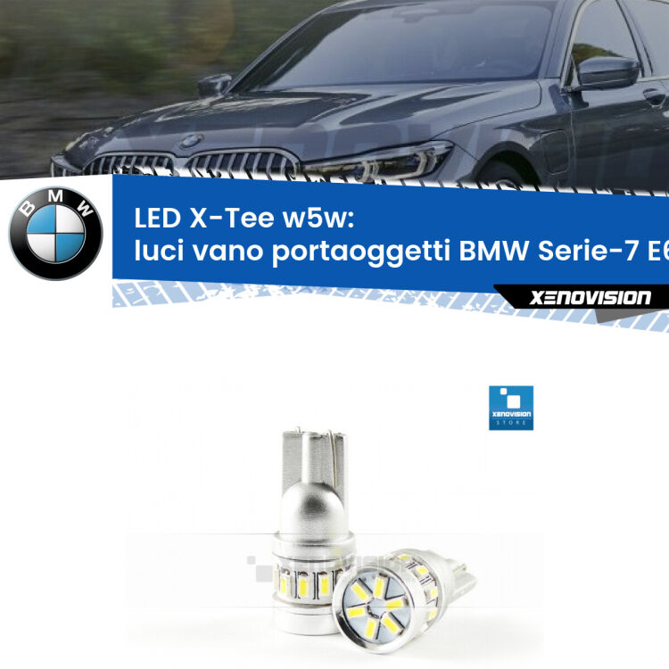 <strong>LED luci vano portaoggetti per BMW Serie-7</strong> E65, E66, E67 2001 - 2008. Lampade <strong>W5W</strong> modello X-Tee Xenovision top di gamma.