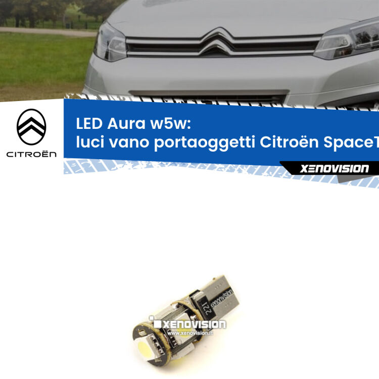 0 Luci Vano Portaoggetti LED per Citroën SpaceTourer 2016 in poi: Aura w5w <strong>LED luci vano portaoggetti w5w per Citroën SpaceTourer</strong> 2016 in poi. Una lampadina <strong>w5w</strong> canbus luce bianca 6000k modello Aura Xenovision.