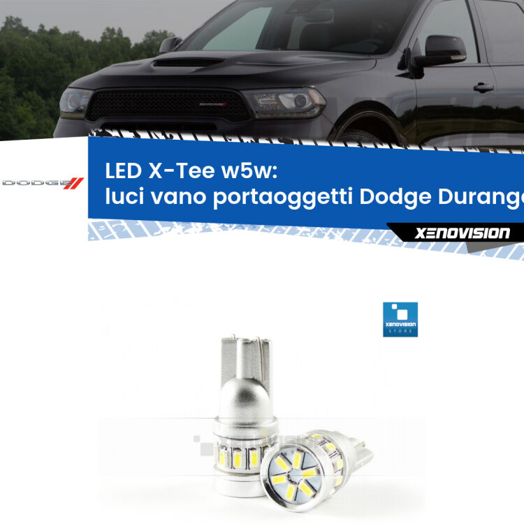<strong>LED luci vano portaoggetti per Dodge Durango</strong> WD 2010 - 2015. Lampade <strong>W5W</strong> modello X-Tee Xenovision top di gamma.