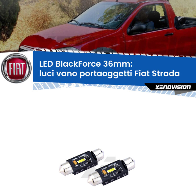 <strong>LED luci vano portaoggetti 36mm per Fiat Strada</strong>  1999 - 2021. Coppia lampadine <strong>C5W</strong>modello BlackForce Xenovision.