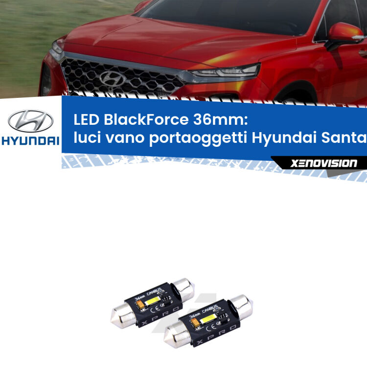 <strong>LED luci vano portaoggetti 36mm per Hyundai Santa FÉ II</strong> CM 2005 - 2012. Coppia lampadine <strong>C5W</strong>modello BlackForce Xenovision.