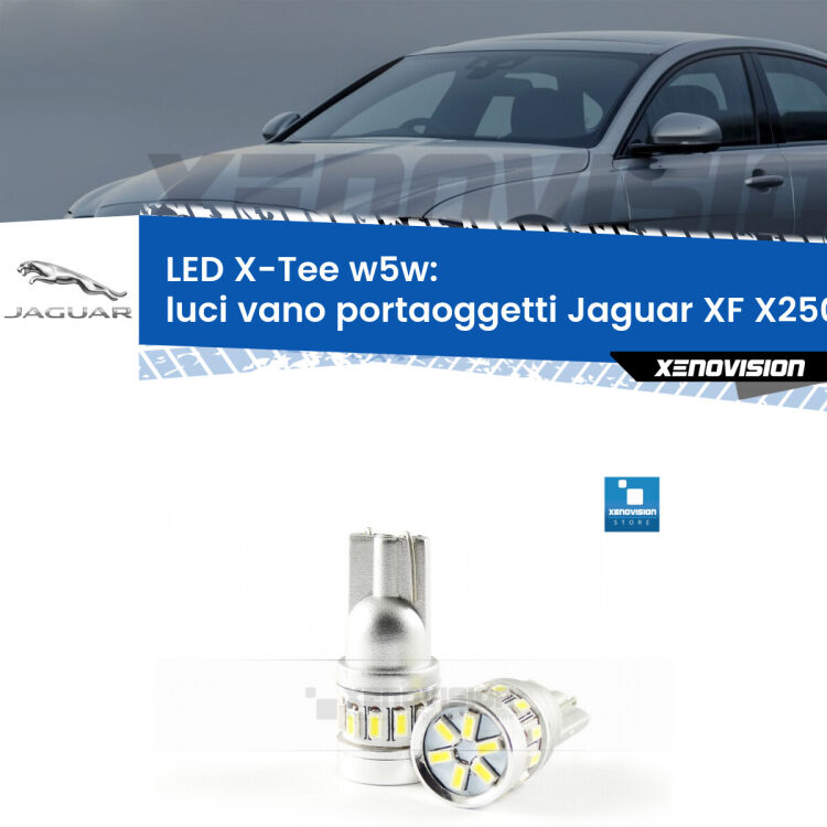 <strong>LED luci vano portaoggetti per Jaguar XF</strong> X250 2007 - 2015. Lampade <strong>W5W</strong> modello X-Tee Xenovision top di gamma.