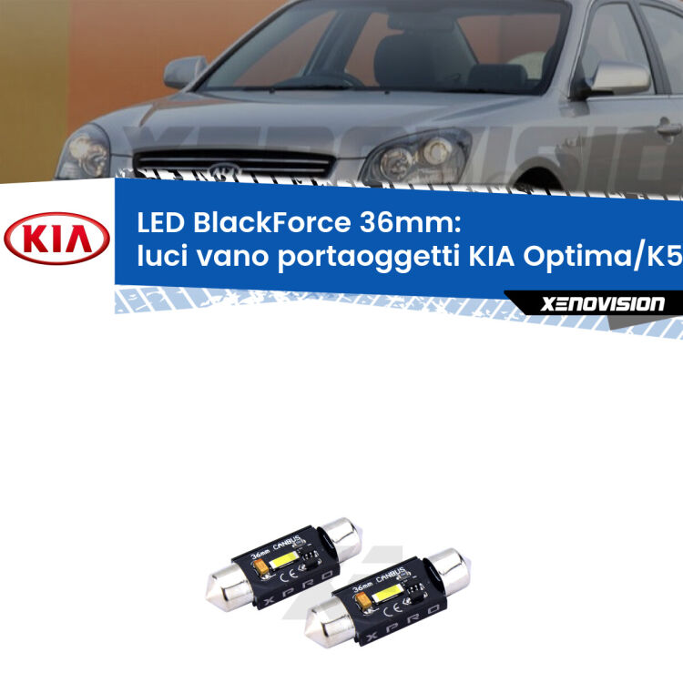 <strong>LED luci vano portaoggetti 36mm per KIA Optima/K5</strong> TF 2010 - 2014. Coppia lampadine <strong>C5W</strong>modello BlackForce Xenovision.