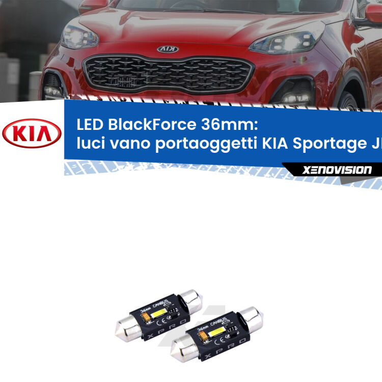 <strong>LED luci vano portaoggetti 36mm per KIA Sportage</strong> JE/KM 2004 - 2009. Coppia lampadine <strong>C5W</strong>modello BlackForce Xenovision.