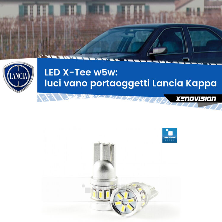 <strong>LED luci vano portaoggetti per Lancia Kappa</strong>  1994 - 2001. Lampade <strong>W5W</strong> modello X-Tee Xenovision top di gamma.