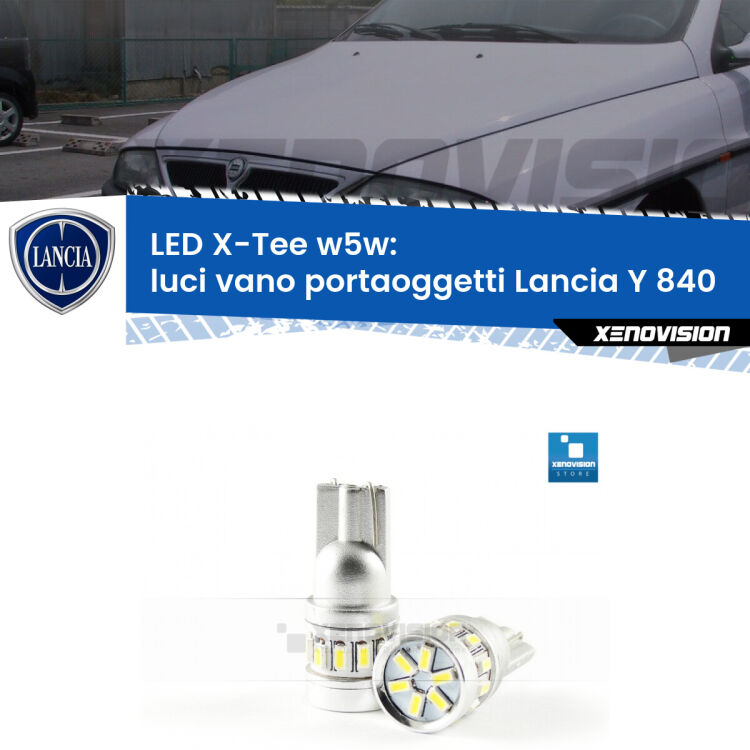 <strong>LED luci vano portaoggetti per Lancia Y</strong> 840 1995 - 2003. Lampade <strong>W5W</strong> modello X-Tee Xenovision top di gamma.