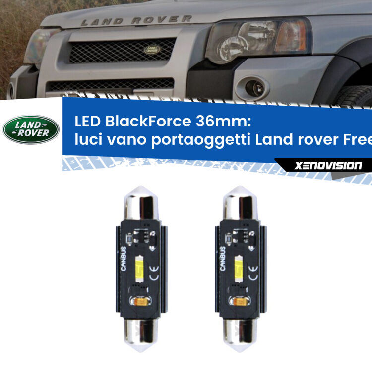 0 Luci Vano Portaoggetti LED per Land rover Freelander L314 1998 - 2006: C5W BlackForce 36mm (Coppia) <strong>Luci Vano Portaoggetti LED per Land rover Freelander</strong> L314 1998 - 2006. Coppia lampade <strong>C5W</strong> 36mm modello BlackForce canbus.