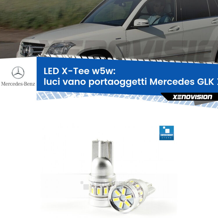 <strong>LED luci vano portaoggetti per Mercedes GLK</strong> X204 2008 - 2015. Lampade <strong>W5W</strong> modello X-Tee Xenovision top di gamma.