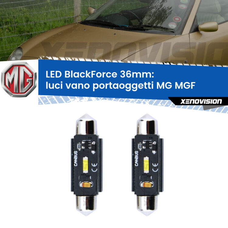0 Luci Vano Portaoggetti LED per MG MGF  1995 - 2002: C5W BlackForce 36mm (Coppia) <strong>Luci Vano Portaoggetti LED per MG MGF</strong>  1995 - 2002. Coppia lampade <strong>C5W</strong> 36mm modello BlackForce canbus.
