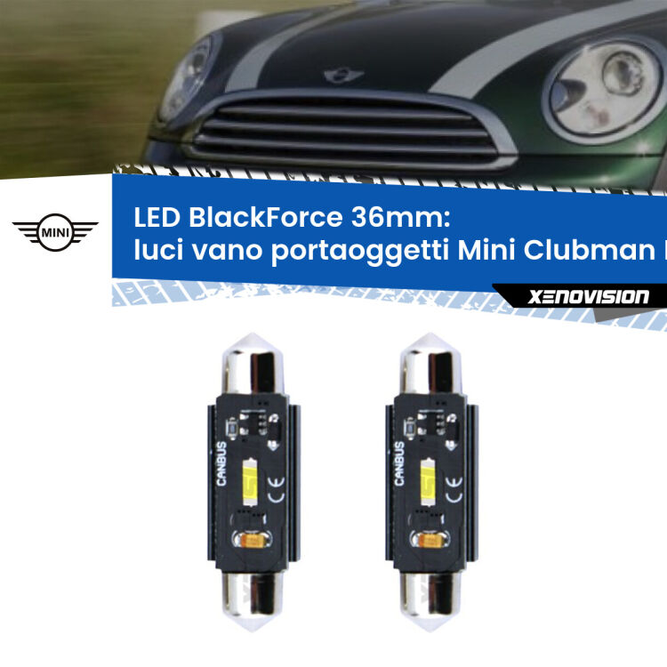 0 Luci Vano Portaoggetti LED per Mini Clubman R55 2007 - 2015: C5W BlackForce 36mm (Coppia) <strong>Luci Vano Portaoggetti LED per Mini Clubman</strong> R55 2007 - 2015. Coppia lampade <strong>C5W</strong> 36mm modello BlackForce canbus.