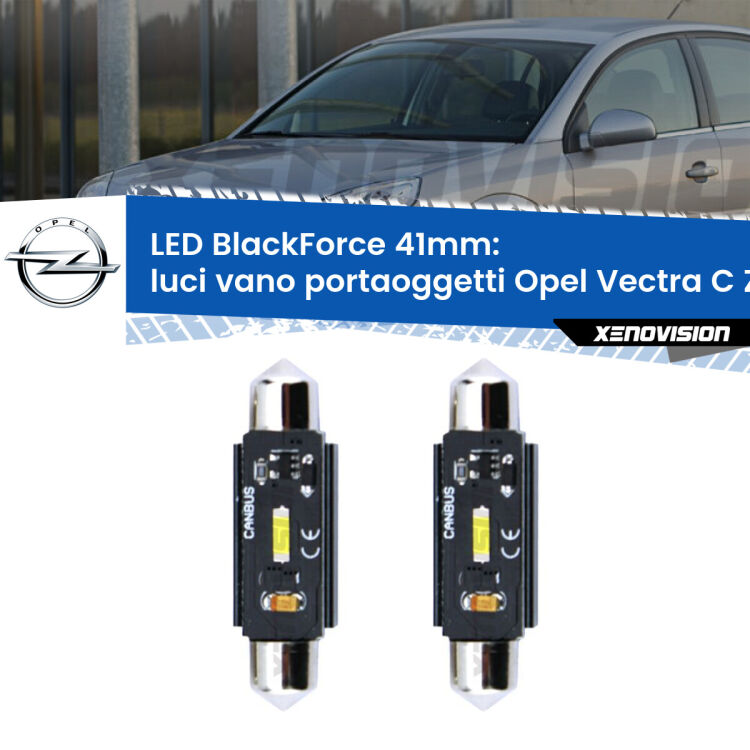 0 Luci Vano Portaoggetti LED per Opel Vectra C Z02 2002 - 2010: C5W BlackForce 41mm (Coppia) <strong>Luci Vano Portaoggetti LED per Opel Vectra C</strong> Z02 2002 - 2010. Coppia lampade <strong>C5W</strong> 41mm modello BlackForce canbus.