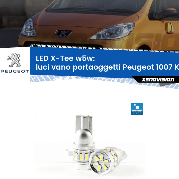 <strong>LED luci vano portaoggetti per Peugeot 1007</strong> KM_ 2005 - 2009. Lampade <strong>W5W</strong> modello X-Tee Xenovision top di gamma.