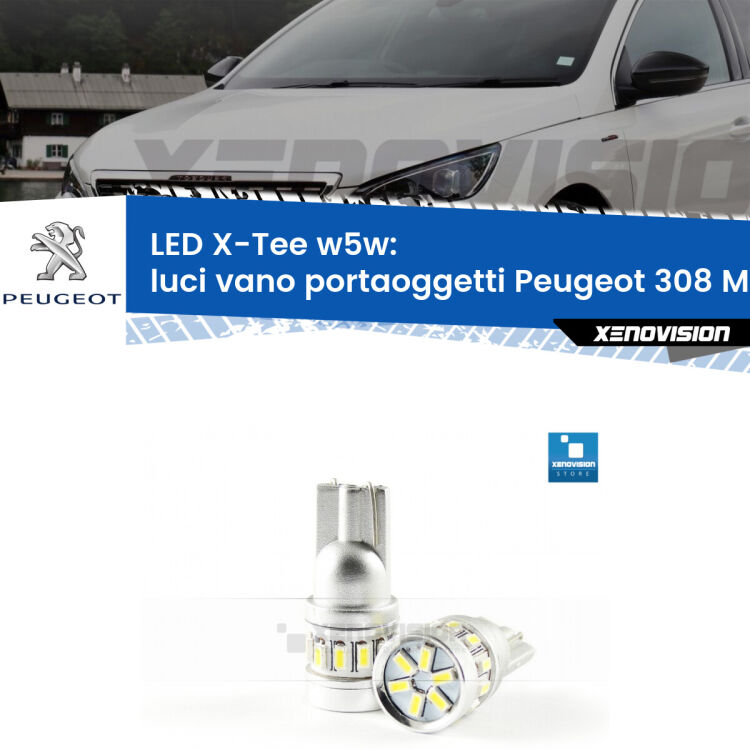 <strong>LED luci vano portaoggetti per Peugeot 308</strong> Mk1 2007 - 2012. Lampade <strong>W5W</strong> modello X-Tee Xenovision top di gamma.