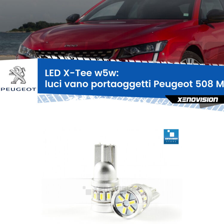 <strong>LED luci vano portaoggetti per Peugeot 508</strong> Mk1 2010 - 2017. Lampade <strong>W5W</strong> modello X-Tee Xenovision top di gamma.