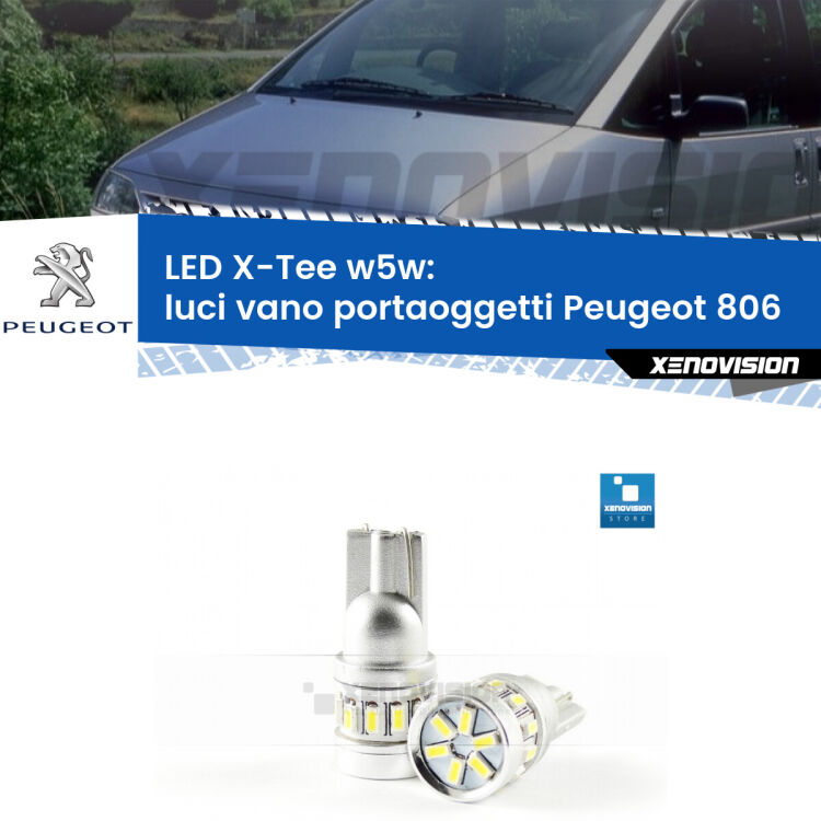 <strong>LED luci vano portaoggetti per Peugeot 806</strong>  1994 - 2002. Lampade <strong>W5W</strong> modello X-Tee Xenovision top di gamma.