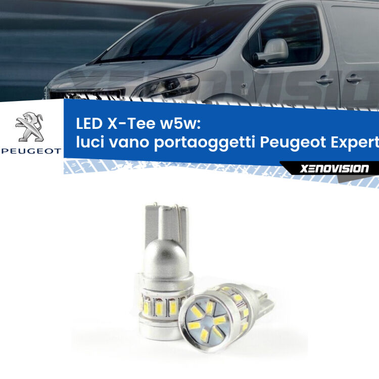 0 Luci Vano Portaoggetti LED per Peugeot Expert Mk2 2007 - 2015: W5W X-Tee <strong>LED luci vano portaoggetti per Peugeot Expert</strong> Mk2 2007 - 2015. Lampade <strong>W5W</strong> modello X-Tee Xenovision top di gamma.